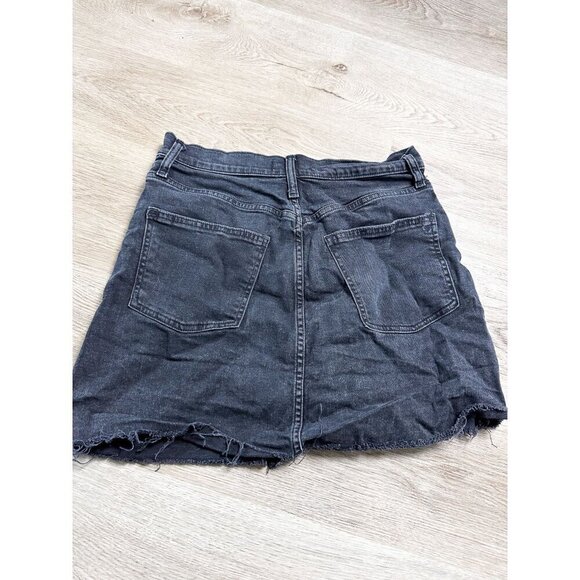 Madewell Rigid Denim A-Line Mini Skirt Black Womens 28 Raw Hem - Picture 5 of 11